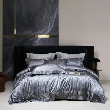 Marble Art Print Jacquard Patchwork Silky Egyptian Cotton Bedspread Bedding Set